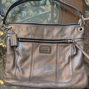 Coach Poppy Crossbody Shimmering Silver Shoulder Bag